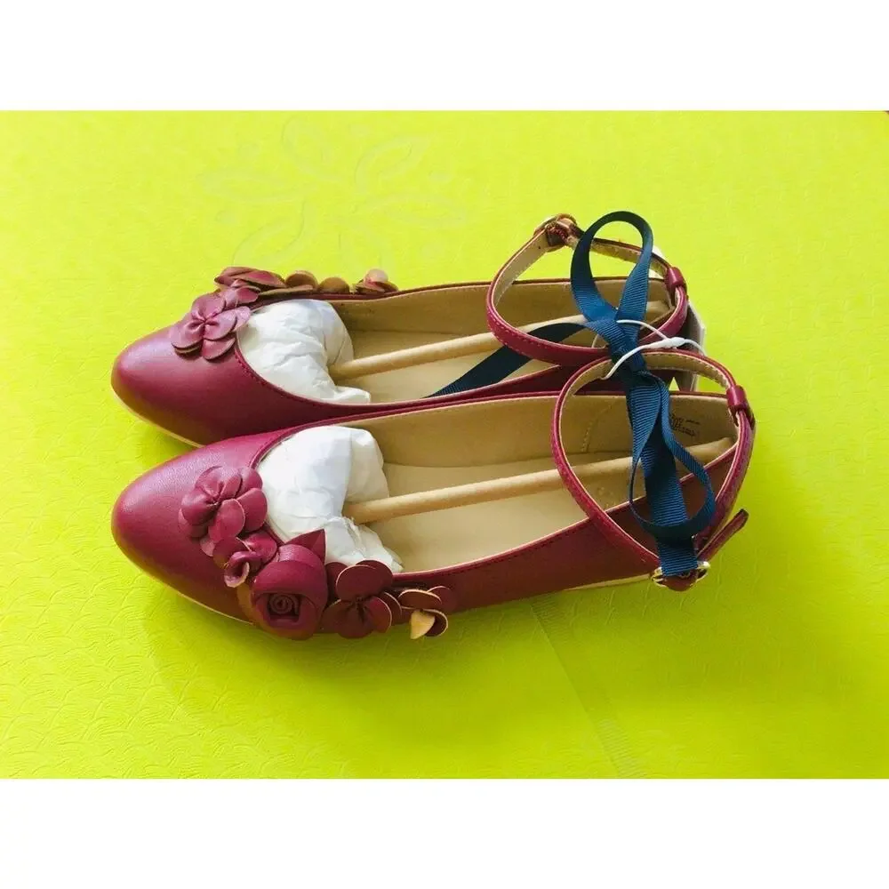 NWT❤️Janie and jack Girls Flower Flat shoes sz13
